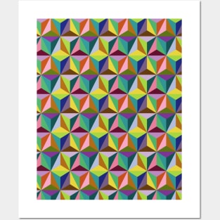 Colorful Geometric Triangles Pattern Posters and Art